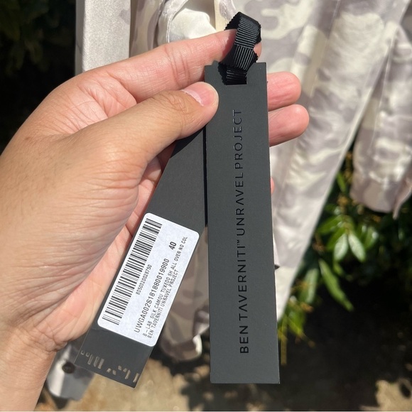 NWT UNRAVEL PROJECT ivory grey silk camo print button up long sleeve shirt - Picture 8 of 9